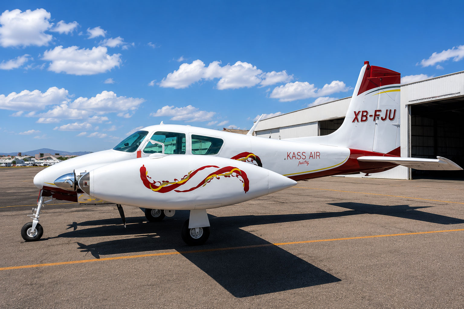 1956 Cessna 310 aircraft painting project by Paint My Plane in Guadalajara, Mexico
