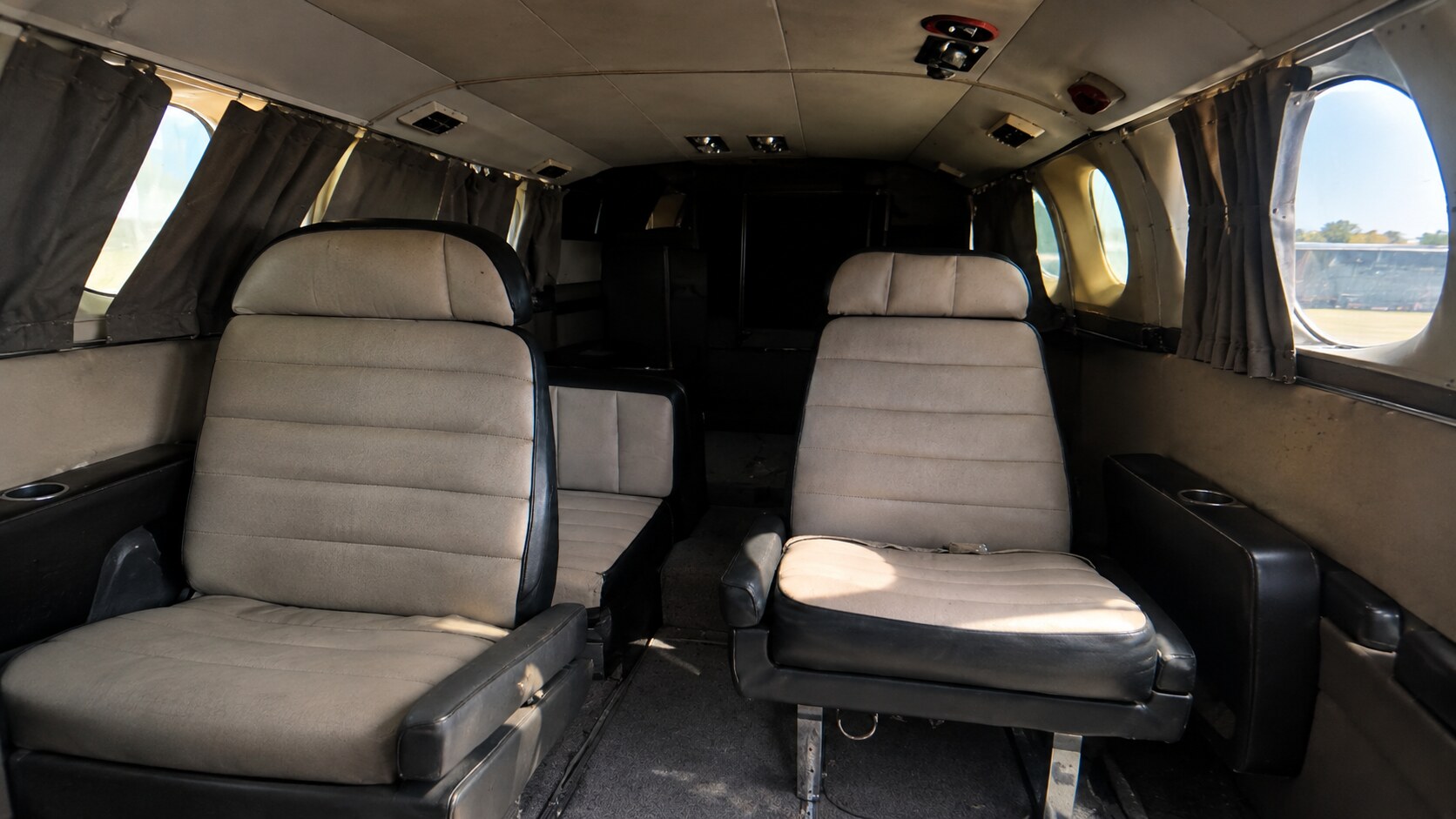 Original aircraft cabin interior before refurbishment by Paint My Plane