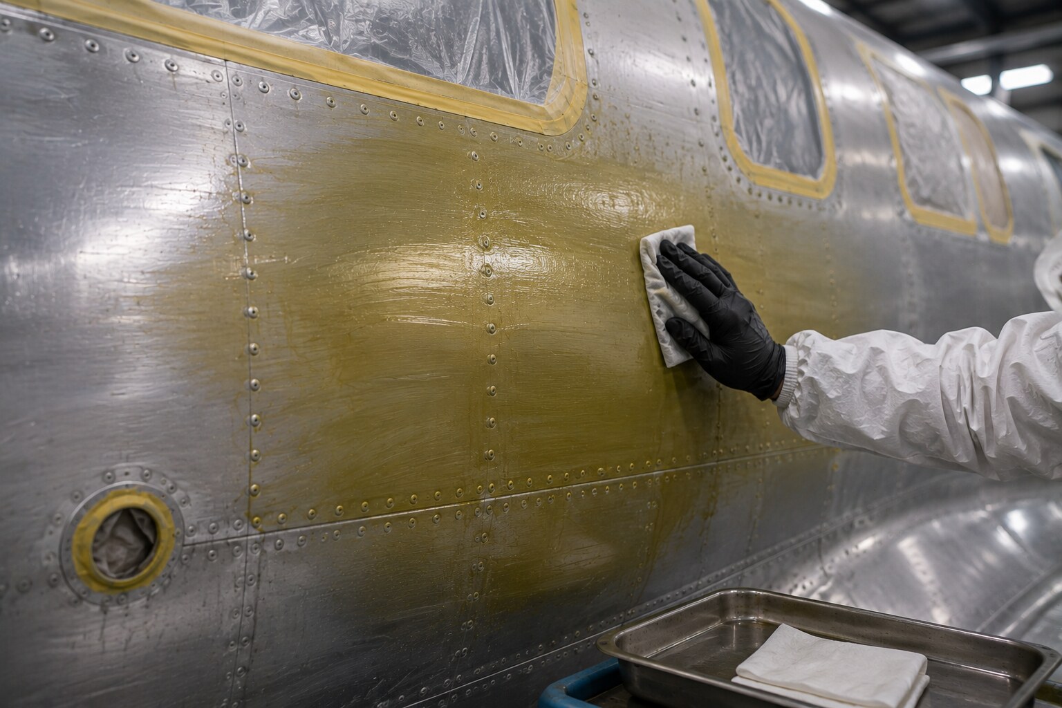 Aircraft corrosion-protection treatment on prepared aluminum surface